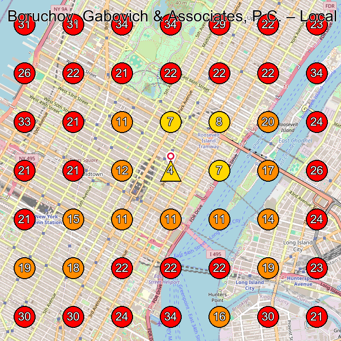 Boruchov, Gabovich & Associates, P.C. GeoGrid visibility map for Tax Attorney in New York